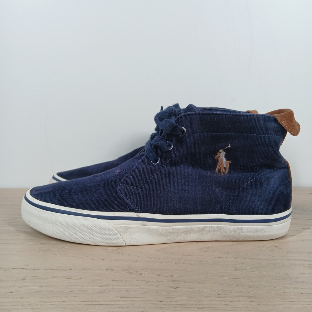 Polo Ralph Lauren Talin Sneakers Men 9.5 Blue Corduroy High Top Streetwear